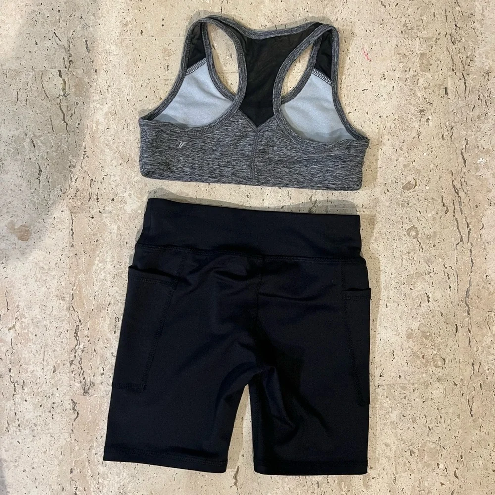 Girl’s Athletic Set Size 6 Athletic Works Shorts & Old Navy Sports Bra